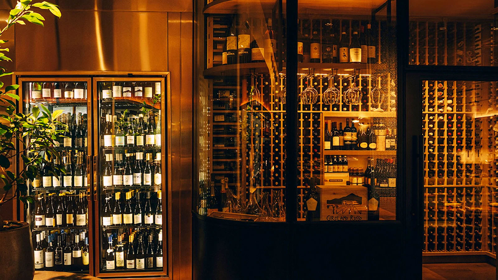The cellar and wine fridges of Callie in San Diego